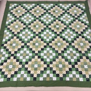 Handmade Irish Chain Patchwork Cotton fabric Queen size Quilt Top/Topper